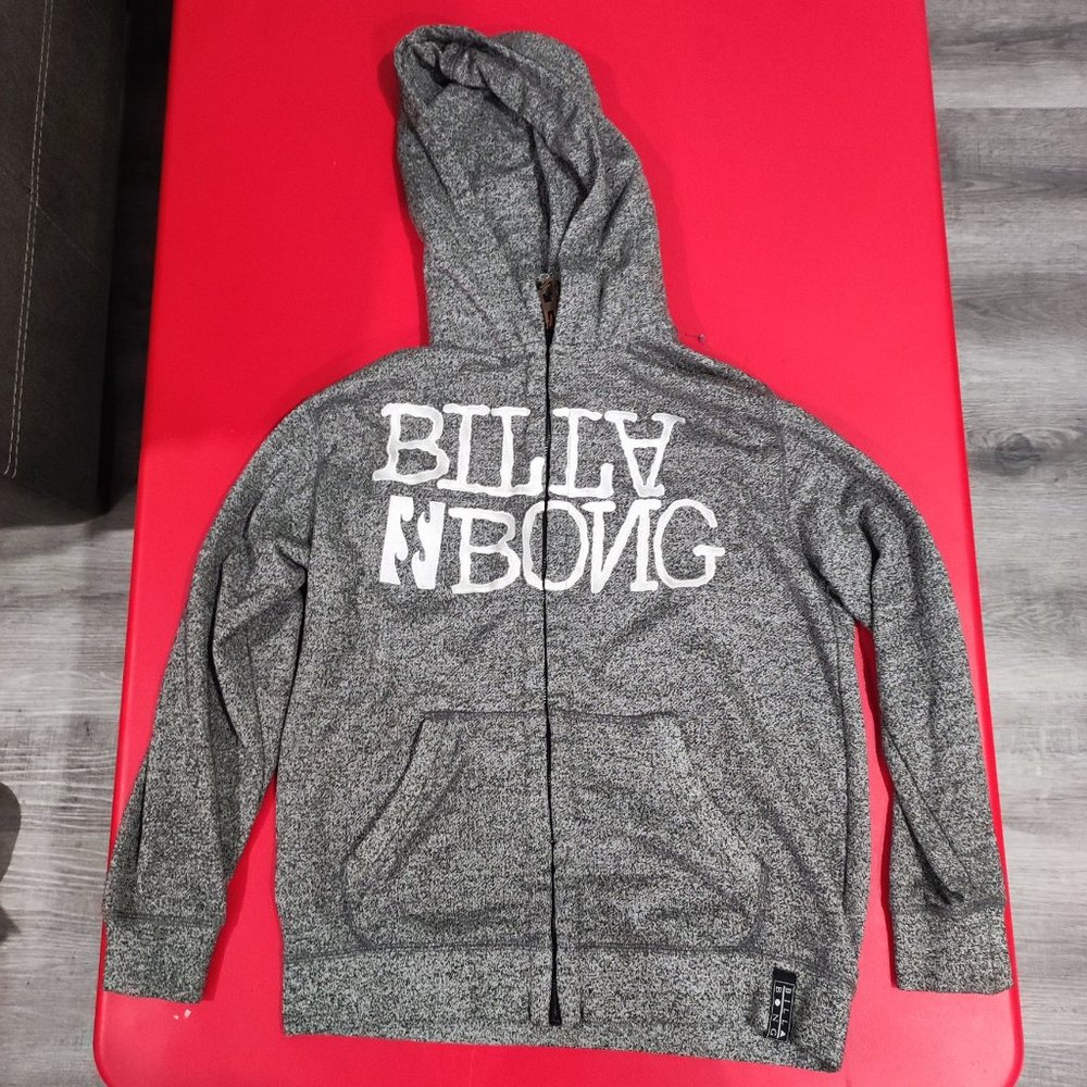 Billabong zip up hoodie grey with kangaroo pocket boys size M